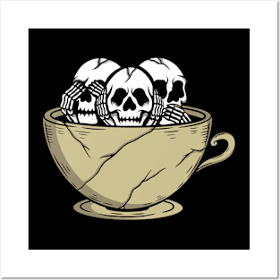 3 skull coffee Posters and Art